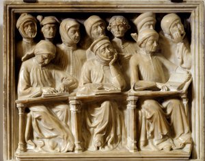 Grabbogen von Bartolomeo da Saliceto: Studenten besuchen einen Kurs (Skulptur) von Andrea di Piero Ferrucci