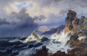 Seesturm vor der norwegischen Küste von Andreas Achenbach