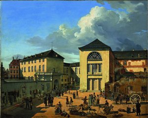 Der Akademiehof Die Alte Akademie in Düsseldorf, 1831 von Andreas Achenbach