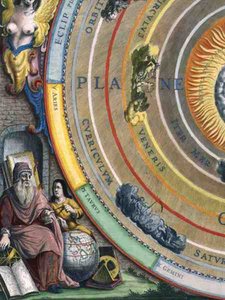 Ein Astronom (Detail) aus einer Karte der Planeten, aus 