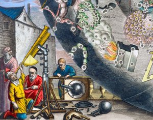 Astronomen schauen durch ein Teleskop, 1660-1661 von Andreas Cellarius