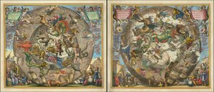 Hemisphaerii Borealis Coeli et Terrae Sphaerica Scenographia - Haemisphaerium Scenographicum Australe Coeli Stellati et Terrae von Andreas Cellarius