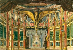 Bühnenbild für die Oper Das bronzene Pferd von D. Auber, 1837 von Andreas Leonhard Roller