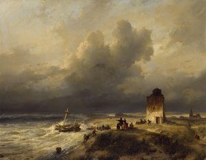 Das Stranden eines Schiffes bei Scheveningen bei stürmischem Wetter von Andreas Schelfhout