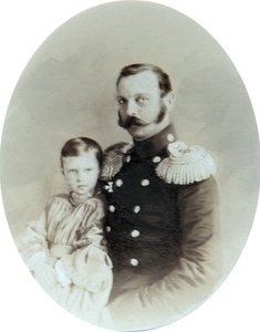 Zar Alexander II. und seine Tochter Großfürstin Maria Alexandrowna, späte 1850er von Andrei Deniere