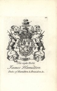 Wappen und Wappenschild des hochadligen James Hamilton, 5. Herzog von Hamilton und Brandon