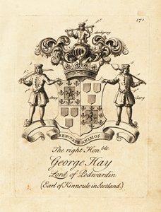 Wappen des hochwürdigen George Hay, Lord of Penwardian, 8. Earl of Kinnoule in Schottland von Andrew Johnston