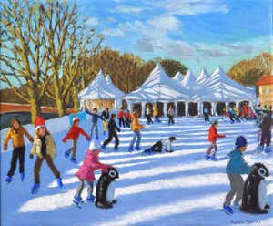 Heller Morgen, Hampton Court Palace Eislaufbahn, London, 2018 von Andrew Macara