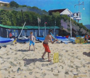 Cricket und gelbe Stümpfe, Abersoch von Andrew Macara