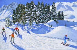 Vier alpine Skifahrer, 2024 von Andrew Macara
