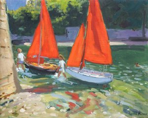 Mädchen mit Segelbooten Looe, 2014