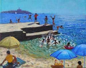 Sprung ins Meer, Rovinj, Kroatien, 2024