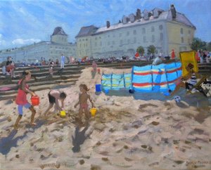 Spielen im Sand, Llandudno, 2010