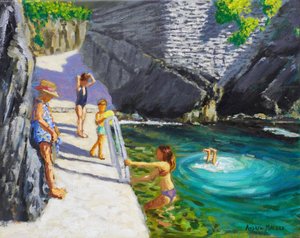 Schwimmen im Meerwasserbecken, Cinque Terre, Italien, 2024