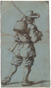 Gehender Bauer von hinten gesehen