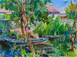 Ruhige Flussboote von Andrii Kutsachenko