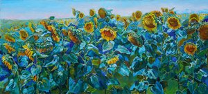 Lebendiges Sonnenblumenfeld