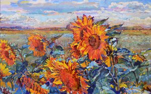 Lebhaftes Sonnenblumenfeld von Andrii Kutsachenko