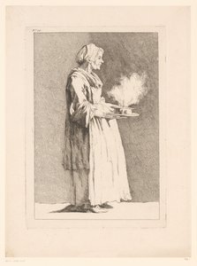Karikatur einer Frau mit Mahlzeit (Karikaturen nach J. Saly) von Ange Laurent de, marquis de Rémoville Lalive