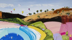 Heißluftballons am See