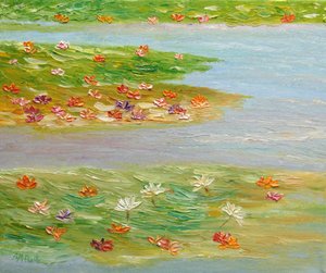 Bunte Seerosen von Angeles M. Pomata
