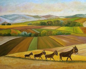 Reise der Eselfamilie