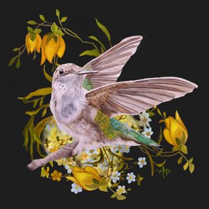 Eleganter Kolibri mit Blumen