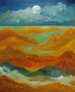 Mondbeschienene Wüstenlandschaft von Angeles M. Pomata