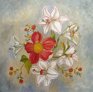 Roter Weißer Blumenstrauß von Angeles M. Pomata