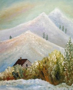 Verschneite Berghütte von Angeles M. Pomata
