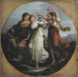 Schönheit, unterstützt von Klugheit, verschmäht das Angebot der Torheit, ca. 1780 von Angelica Kauffmann