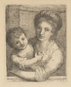 Mutter hält ein Kind mit einem Apfel von Angelica Kauffmann