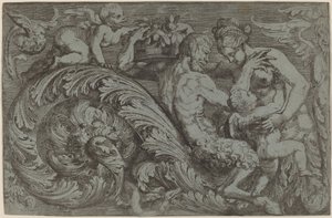 Dekoratives Panel mit mythologischen Figuren von Angelo Falconetto