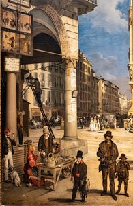Blick auf den Dom mit dem Coperto von Figini (Detail) von Angelo Inganni