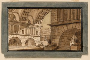Bühnenbild, Gruppe von Tempelgebäuden von Angelo Toselli