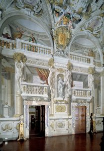 Innenansicht eines offiziellen Besprechungsraums, dekoriert mit Fresken von Angelo Michele Colonna und Agostino Mitelli von Angelo and Mitelli Agostino Colonna