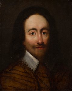 Porträt von König Karl I. (Öl auf vergoldetem Silberleder) von Anglo Flemish School