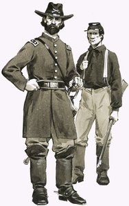 Ein US-Kavallerieoffizier und Soldat
