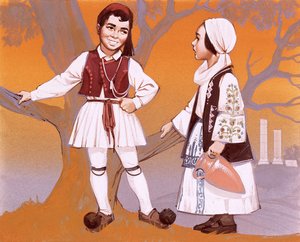 Griechische Kinder in ihrer Nationaltracht