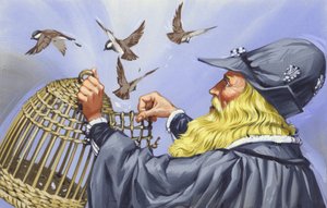 Leonardo Da Vinci, der Käfigvögel kaufte, um sie freizulassen
