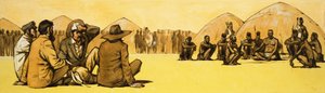 Pioniere verhandeln mit Stammeshäuptlingen in Afrika von Angus McBride