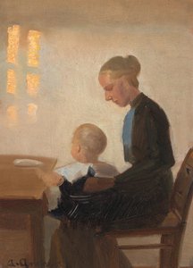 Ein Interieur mit Mutter und Kind von Anna Ancher