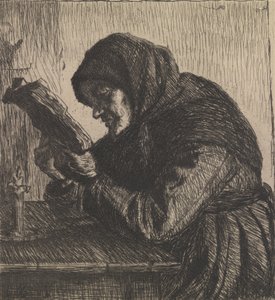Lesende alte Frau