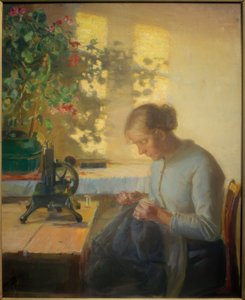 Nähende Fischerstochter von Anna Ancher
