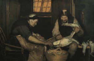 Altes Paar rupft Möwen. Lars Gaihede und alte Lene von Anna Ancher