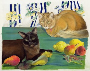 Katzen mit Obst