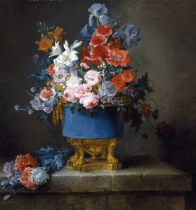 Blumenstrauß in einer blauen Porzellanvase von Anne Vallayer Coster