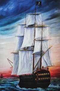 Piratenschiff in der Dämmerung
