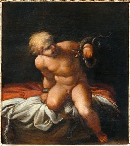Der kleine Herkules erwürgt die Schlangen