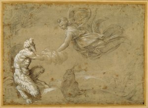 Pan präsentiert Diana die Wolle von Annibale Carracci